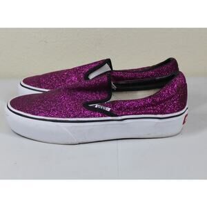 Vans Slip On Pink Glitter Sneakers Women's 8.5